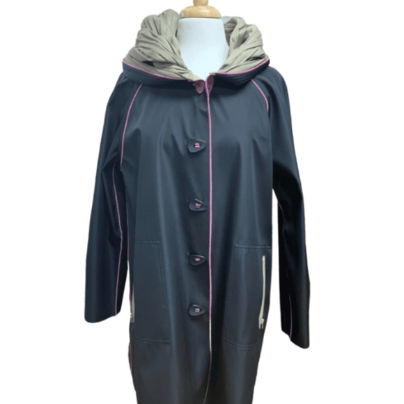 NEW with tags Ubu reversible rain jacket black and neutral with pink accents - Picture 5 of 16